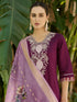 Purple Viscos Roman Silk Pant Suit 190054 Closure View